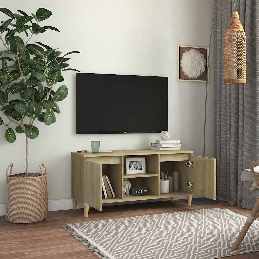 805962 vidaXL TV Cabinet with Solid Wood Legs Sonoma Oak 103,5x35x50 cm