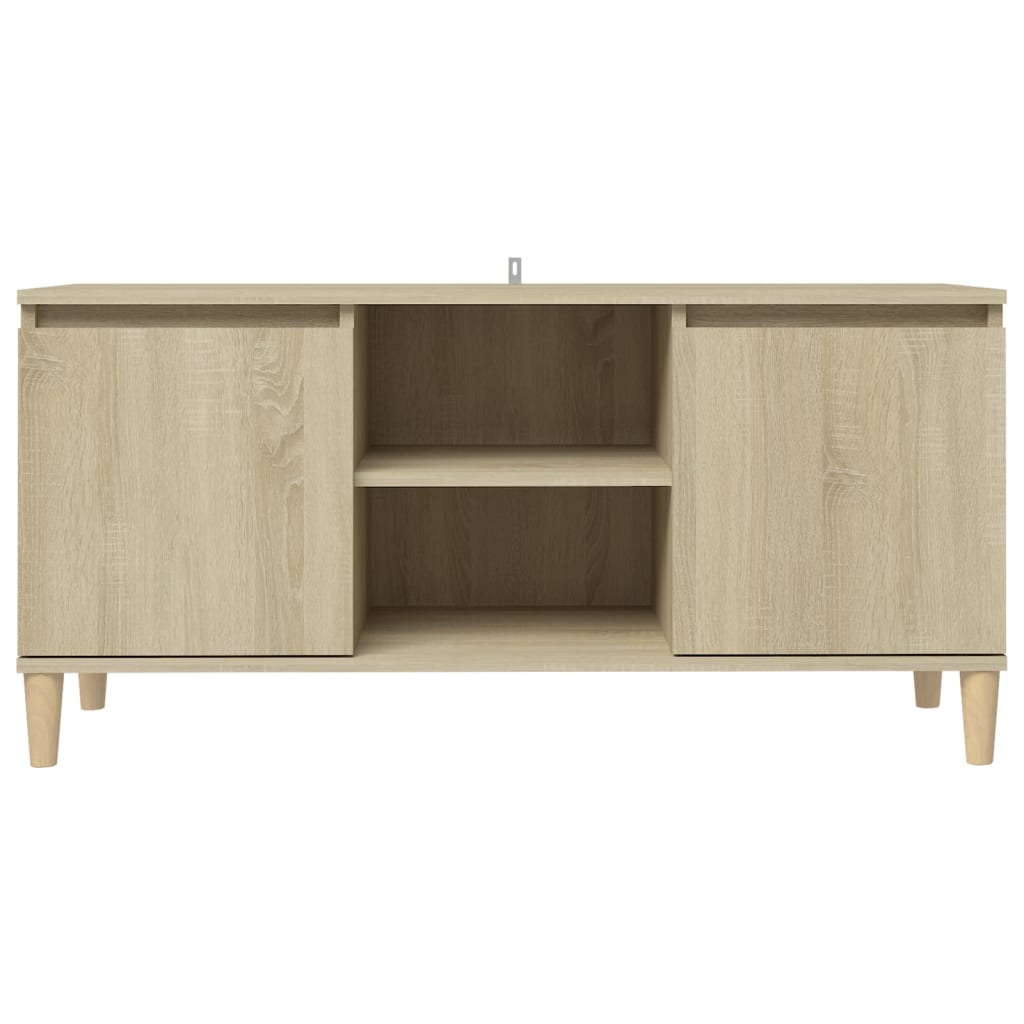 vidaXL TV Cabinet with Solid Wood Legs Sonoma Oak 103.5x35x50 cm