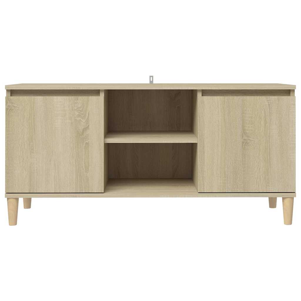 805962 vidaXL TV Cabinet with Solid Wood Legs Sonoma Oak 103,5x35x50 cm