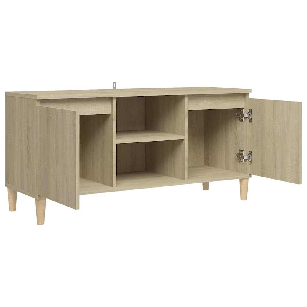 805962 vidaXL TV Cabinet with Solid Wood Legs Sonoma Oak 103,5x35x50 cm