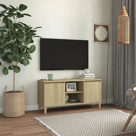 vidaXL TV Cabinet with Solid Wood Legs Sonoma Oak 103.5x35x50 cm