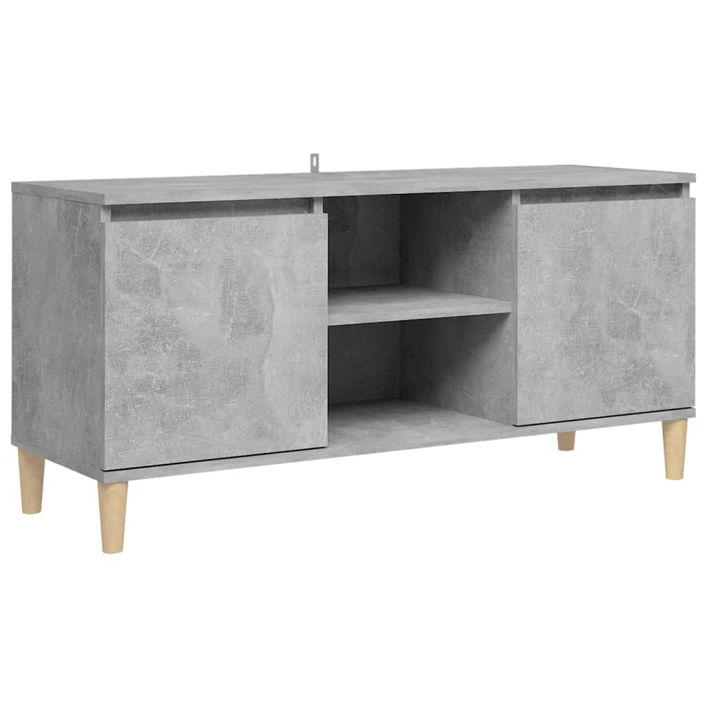 vidaXL TV Cabinet with Solid Wood Legs Concrete Grey 103.5x35x50 cm