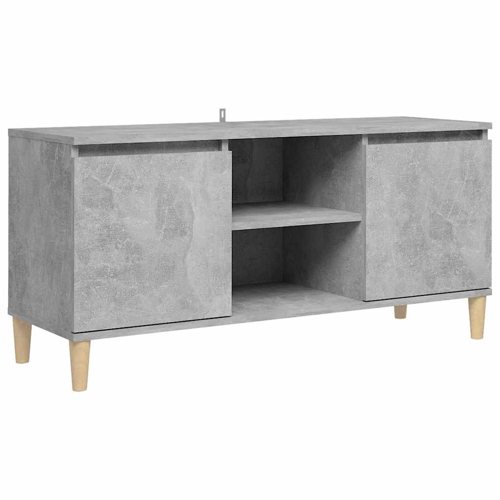 805963 vidaXL TV Cabinet with Solid Wood Legs Concrete Grey 103,5x35x50 cm