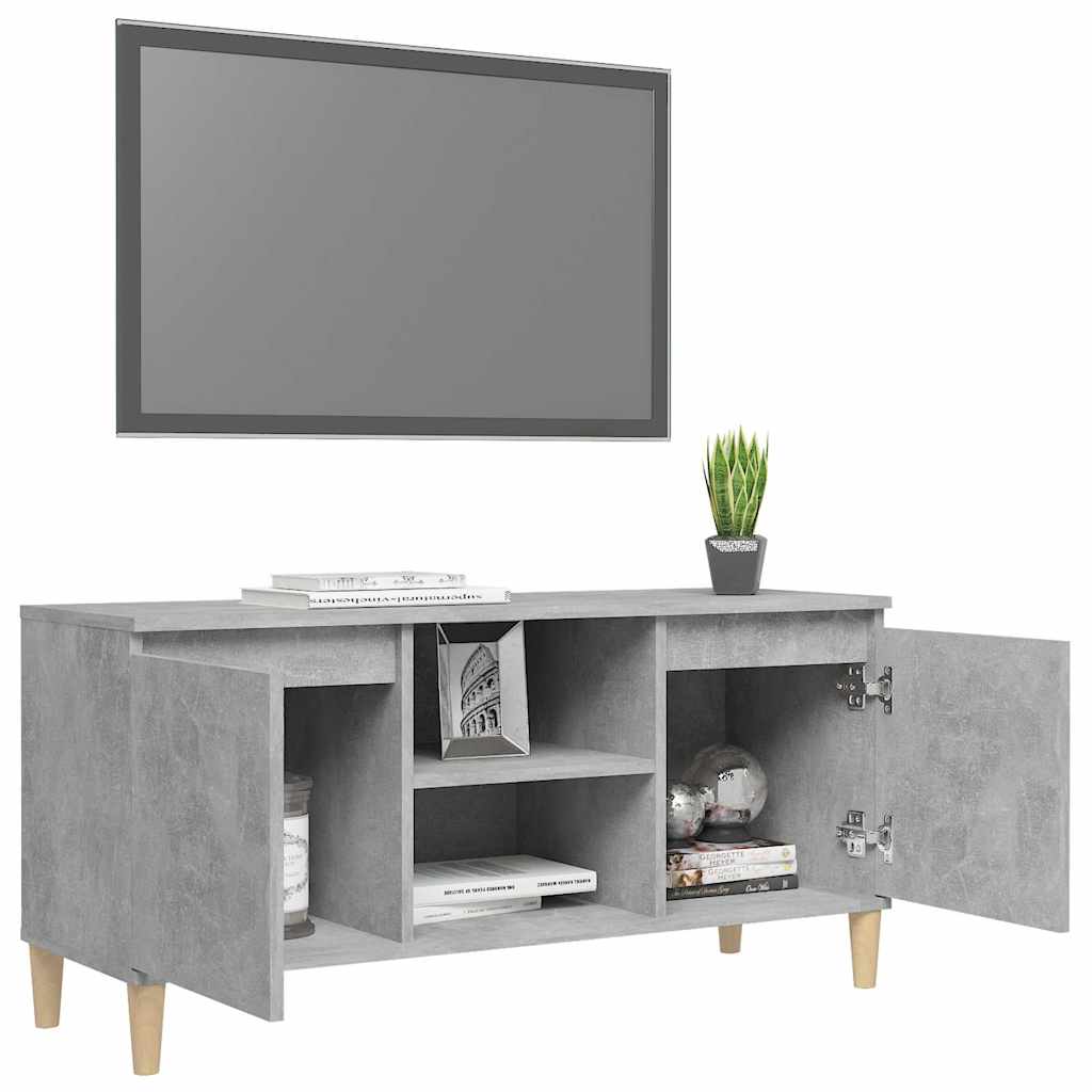 805963 vidaXL TV Cabinet with Solid Wood Legs Concrete Grey 103,5x35x50 cm