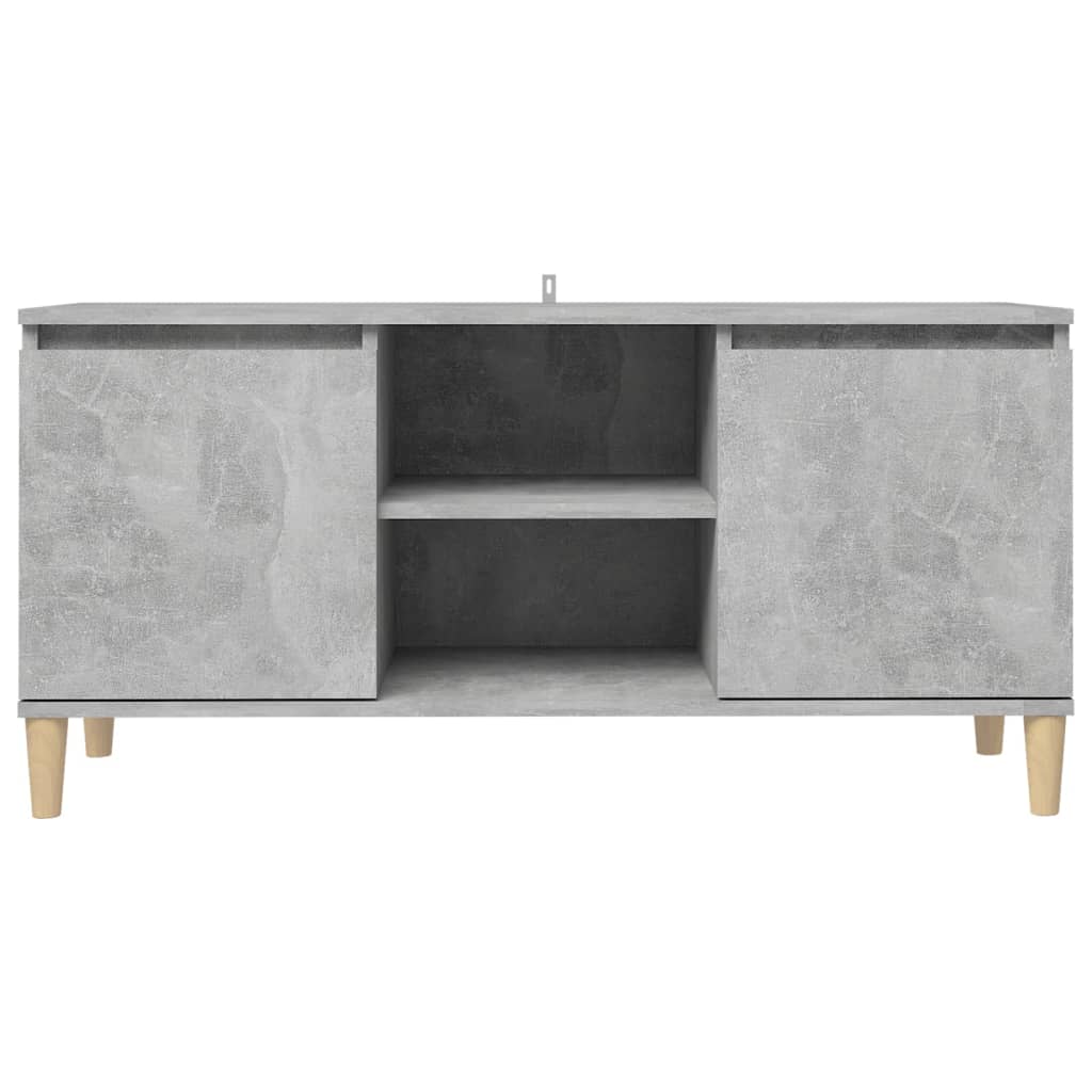 vidaXL TV Cabinet with Solid Wood Legs Concrete Grey 103.5x35x50 cm