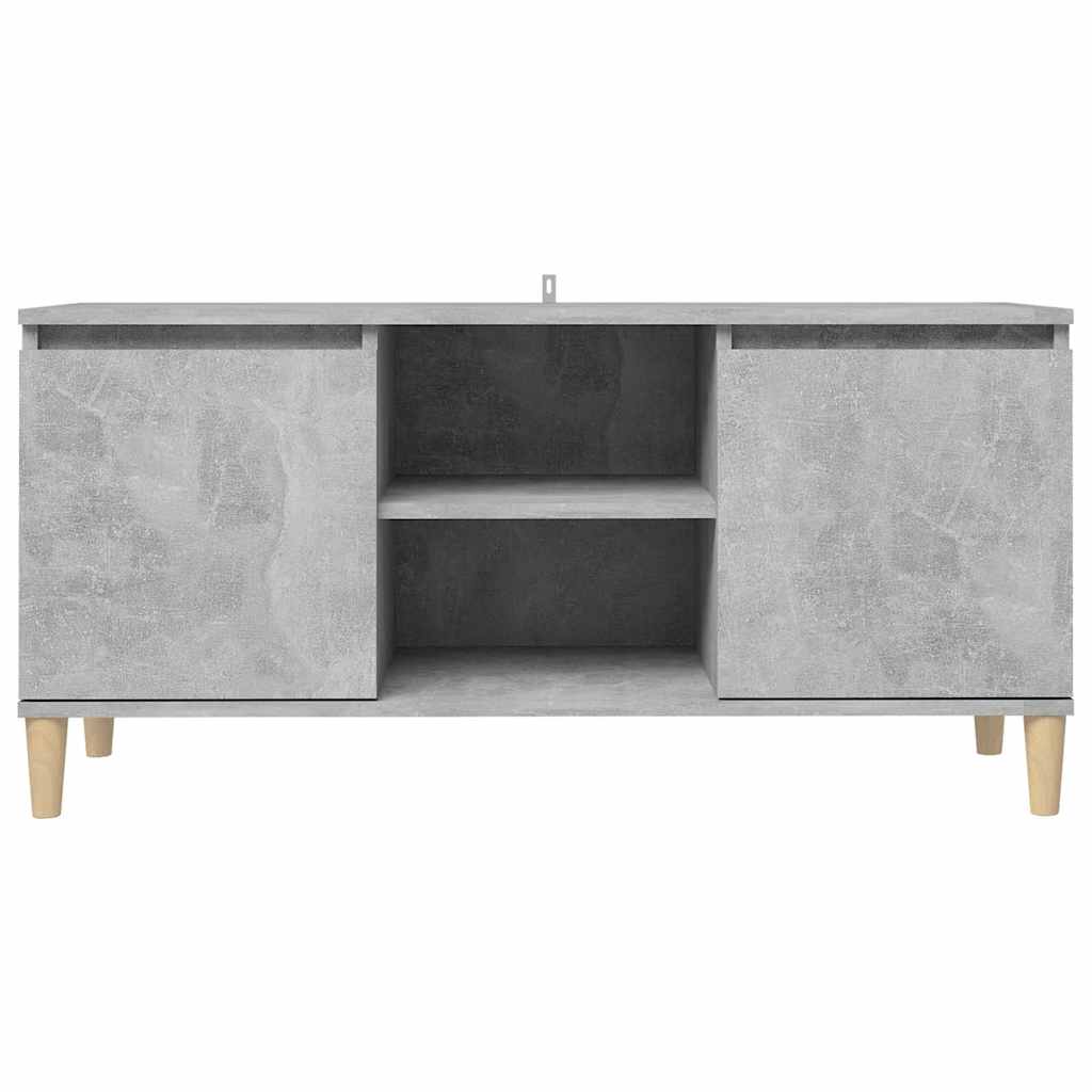 805963 vidaXL TV Cabinet with Solid Wood Legs Concrete Grey 103,5x35x50 cm