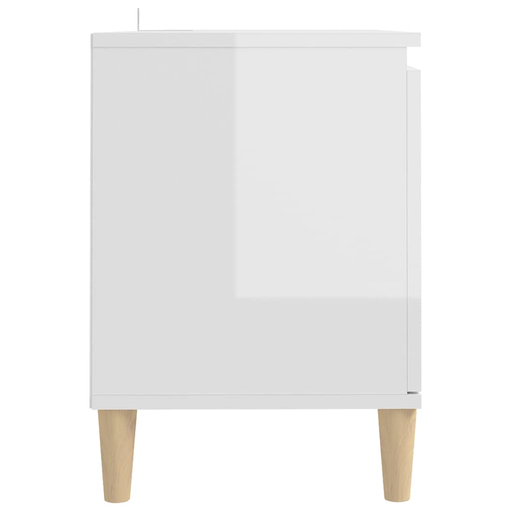 805965 vidaXL TV Cabinet & Solid Wood Legs High Gloss White 103,5x35x50 cm