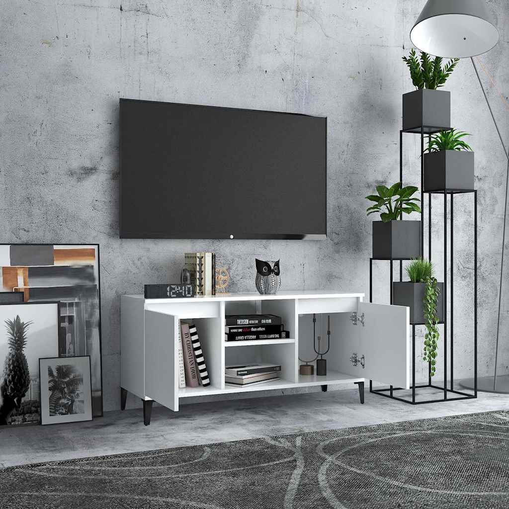 805968 vidaXL TV Cabinet with Metal Legs White 103,5x35x50 cm
