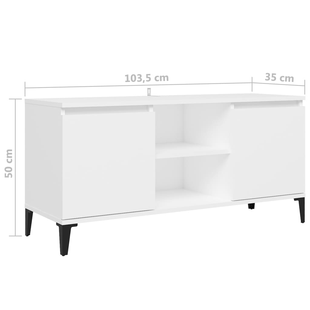 vidaXL TV Cabinet with Metal Legs White 103.5x35x50 cm