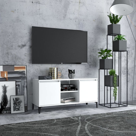 vidaXL TV Cabinet with Metal Legs White 103.5x35x50 cm