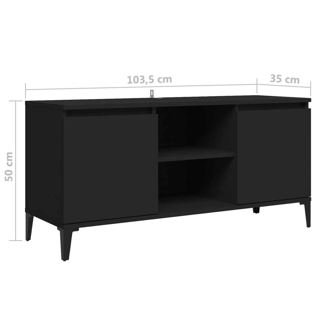 vidaXL TV Cabinet with Metal Legs Black 103.5x35x50 cm