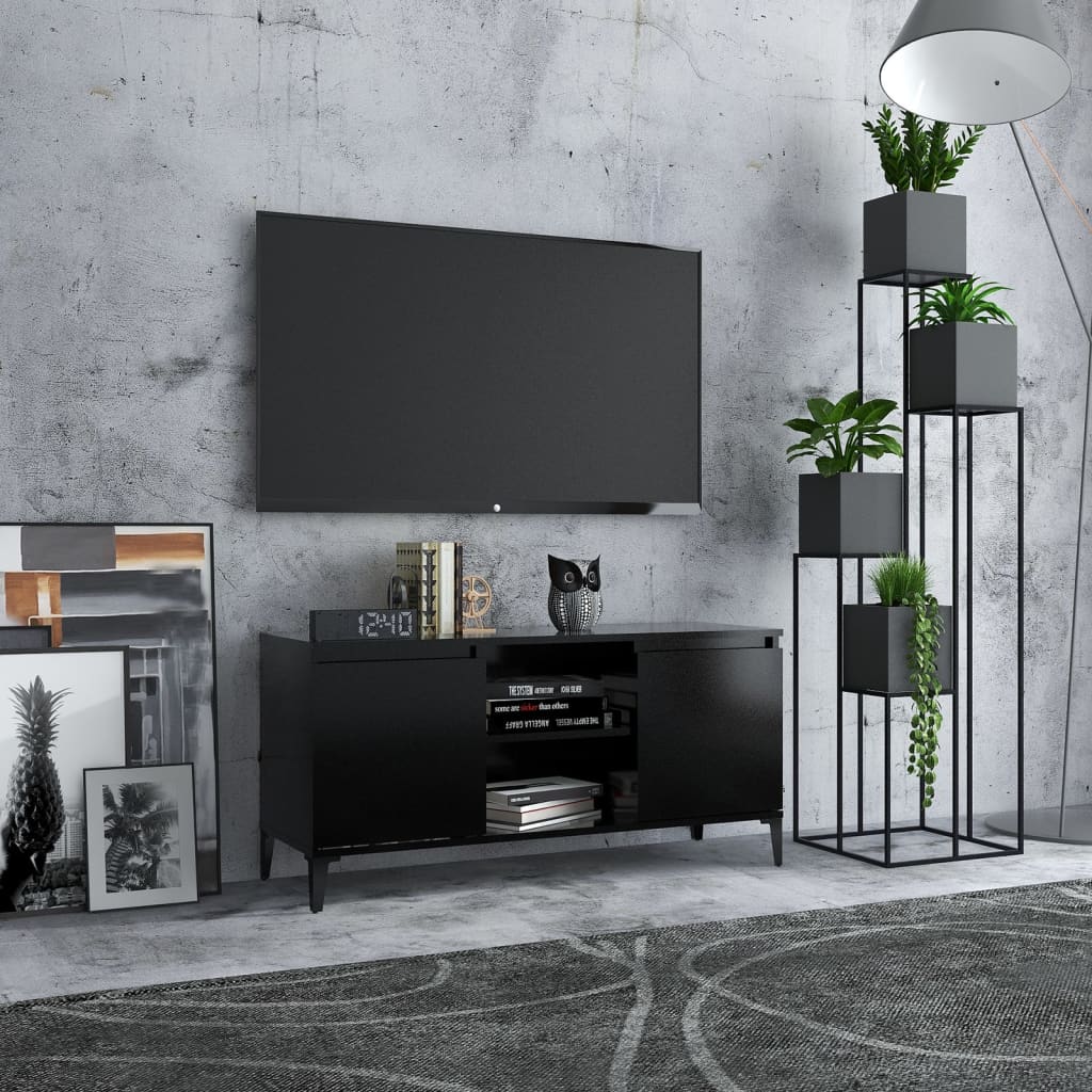 vidaXL TV Cabinet with Metal Legs Black 103.5x35x50 cm