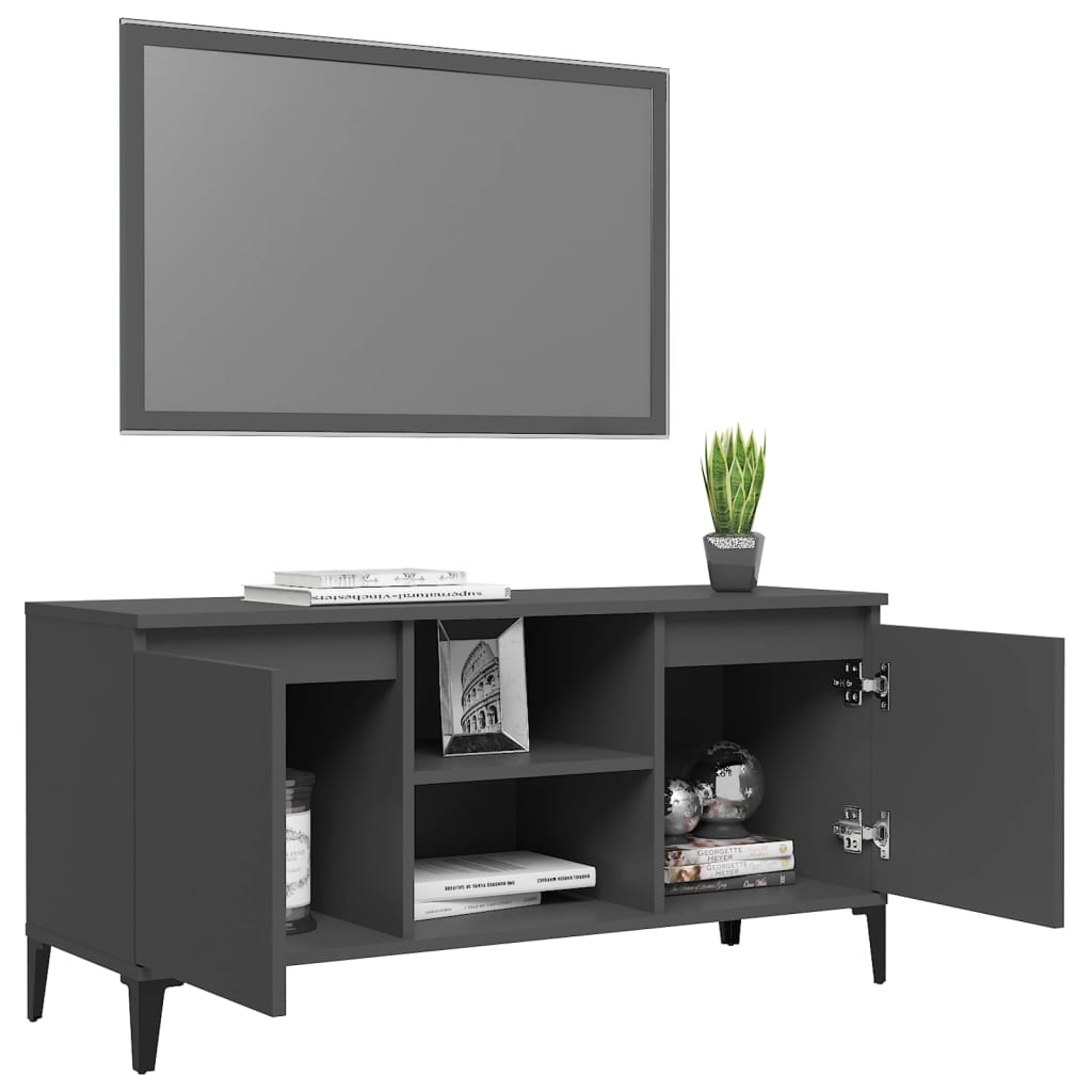 vidaXL TV Cabinet with Metal Legs Grey 103.5x35x50 cm