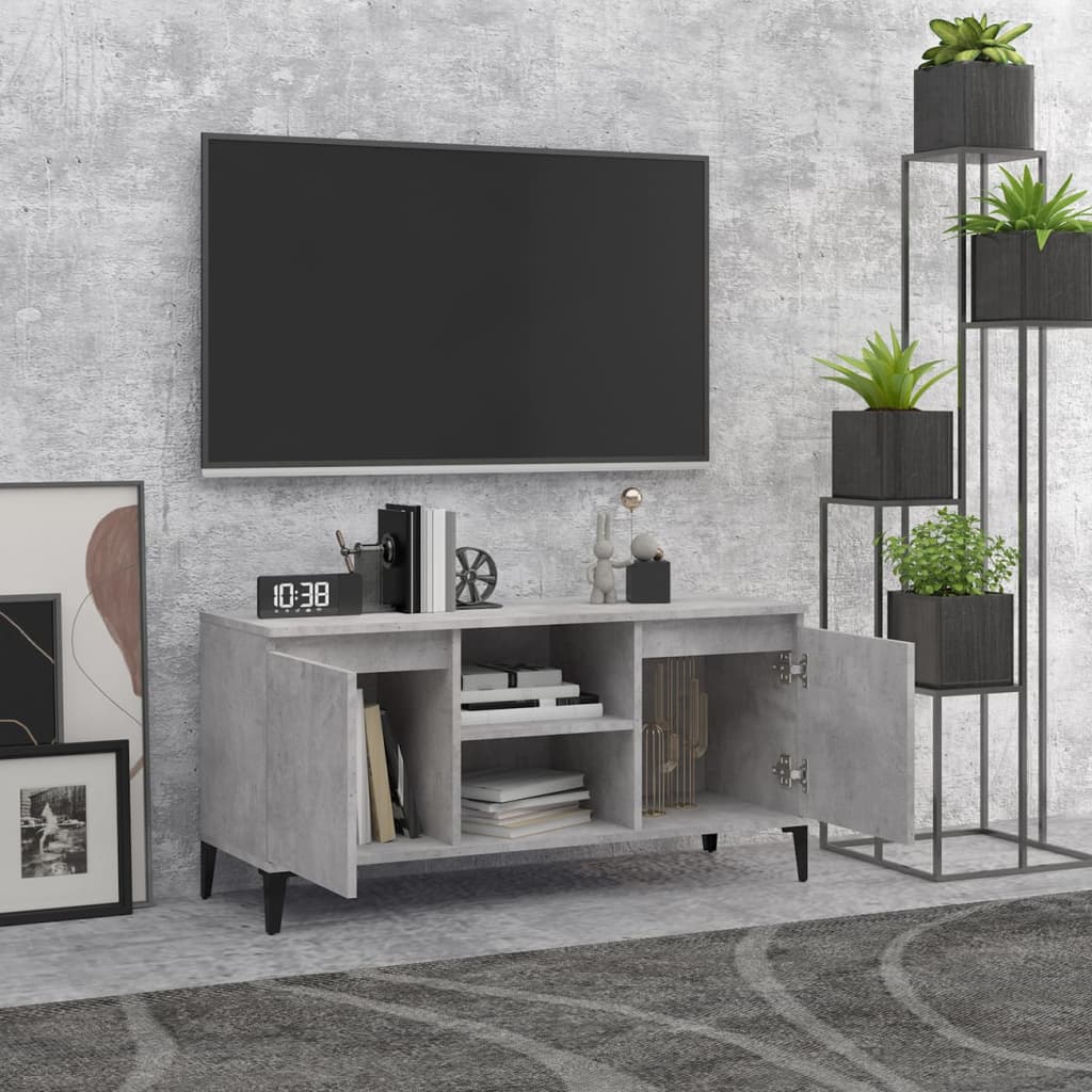 vidaXL TV Cabinet with Metal Legs Concrete Grey 103.5x35x50 cm