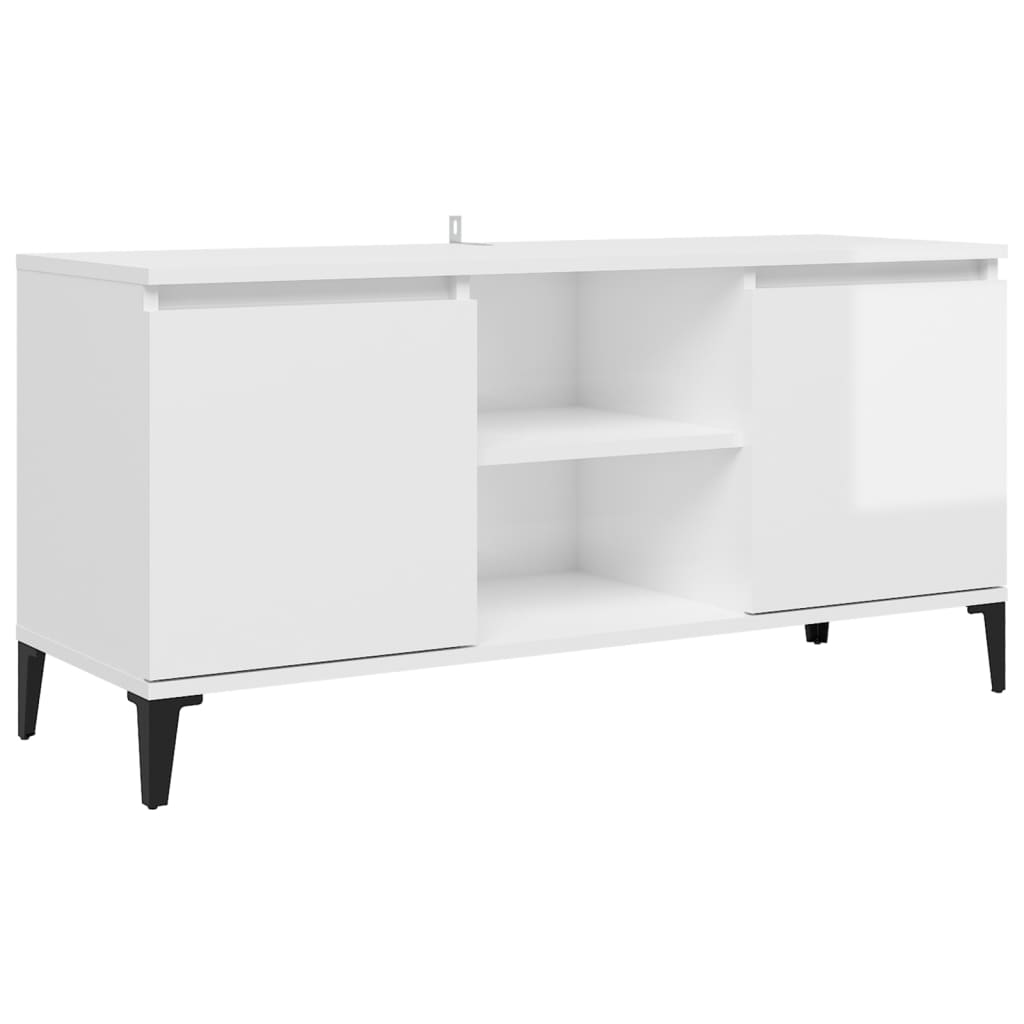 vidaXL TV Cabinet with Metal Legs High Gloss White 103.5x35x50 cm