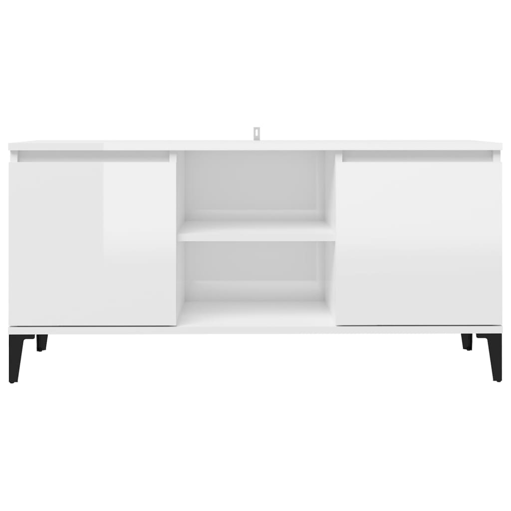 vidaXL TV Cabinet with Metal Legs High Gloss White 103.5x35x50 cm