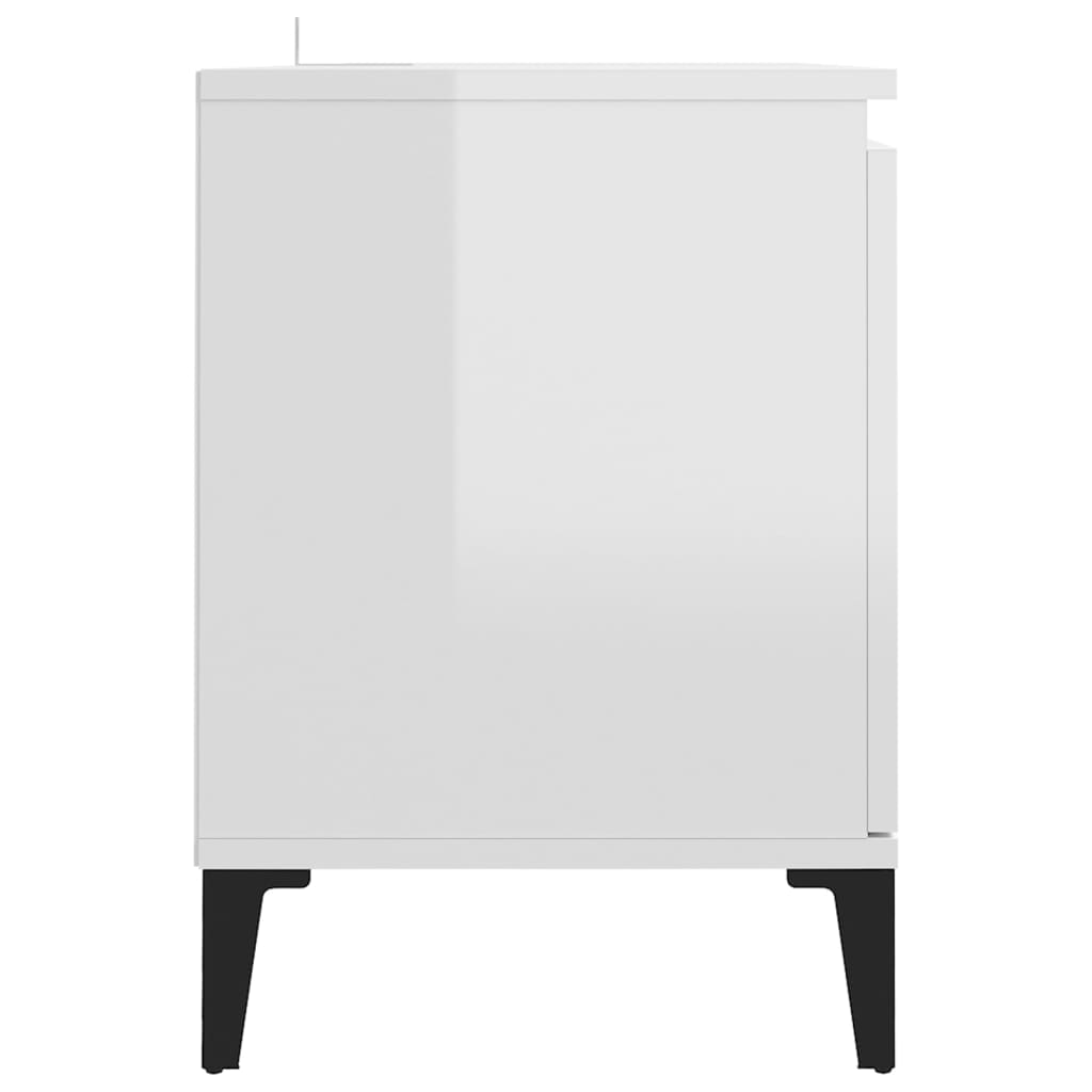 vidaXL TV Cabinet with Metal Legs High Gloss White 103.5x35x50 cm