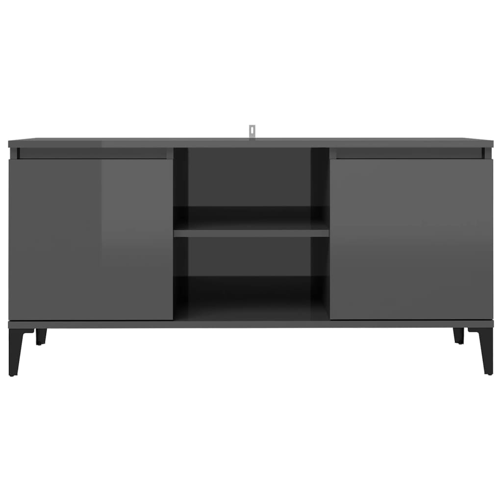 vidaXL TV Cabinet with Metal Legs High Gloss Grey 103.5x35x50 cm