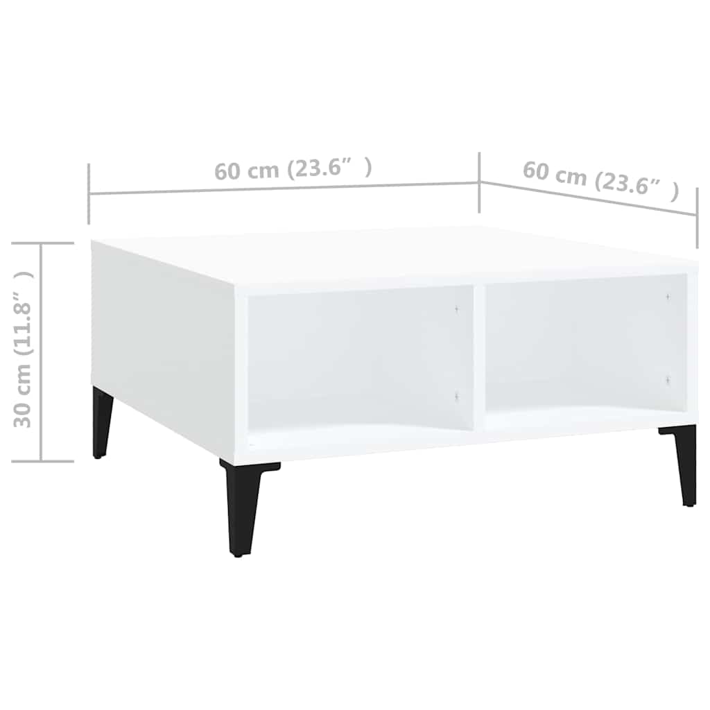 805986 vidaXL Coffee Table White 60x60x30 cm Engineered Wood