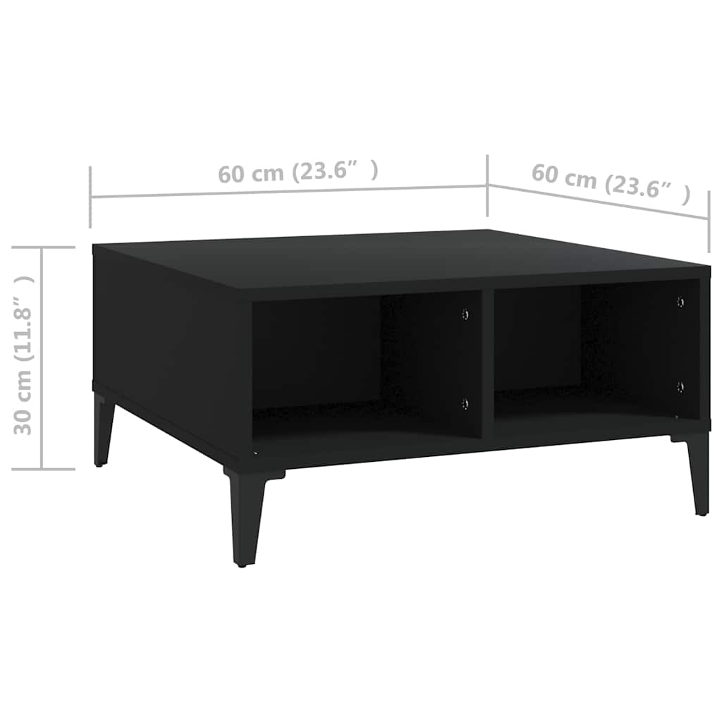 805987 vidaXL Coffee Table Black 60x60x30 cm Engineered Wood