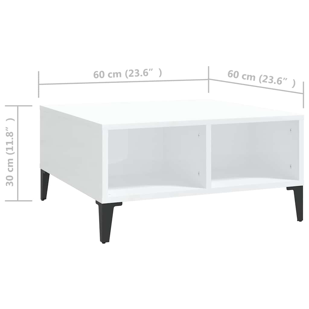 805992 vidaXL Coffee Table High Gloss White 60x60x30 cm Engineered Wood