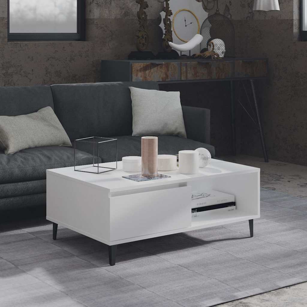 806004 vidaXL Coffee Table White 90x60x35 cm Engineered Wood