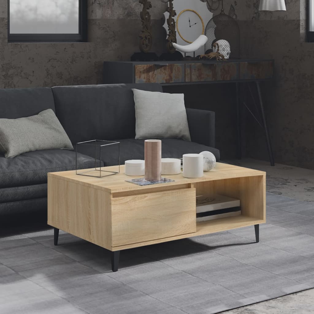 806007 vidaXL Coffee Table Sonoma Oak 90x60x35 cm Engineered Wood