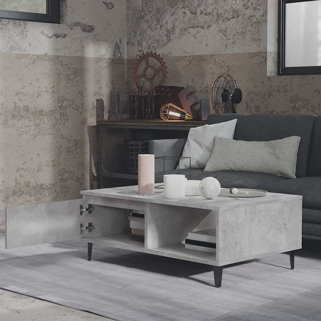 806008 vidaXL Coffee Table Concrete Grey 90x60x35 cm Engineered Wood