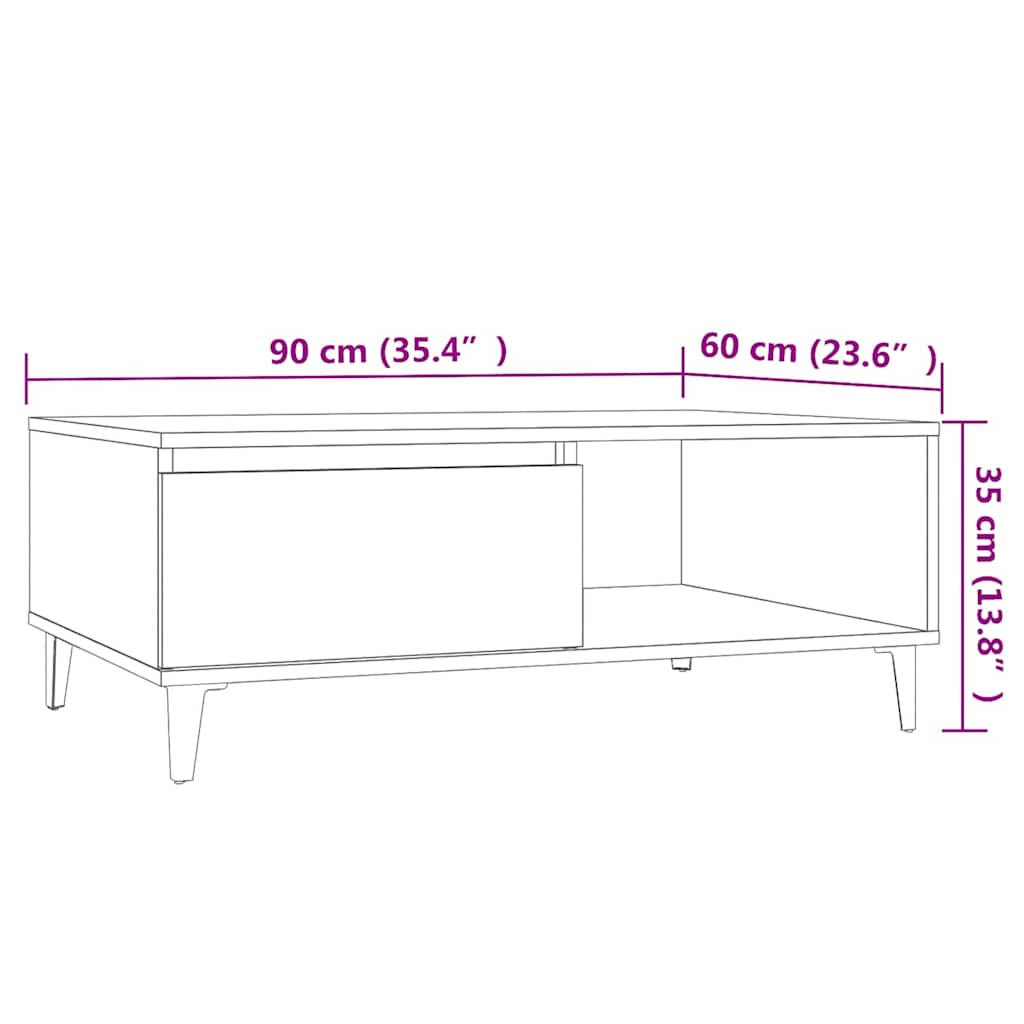 806008 vidaXL Coffee Table Concrete Grey 90x60x35 cm Engineered Wood