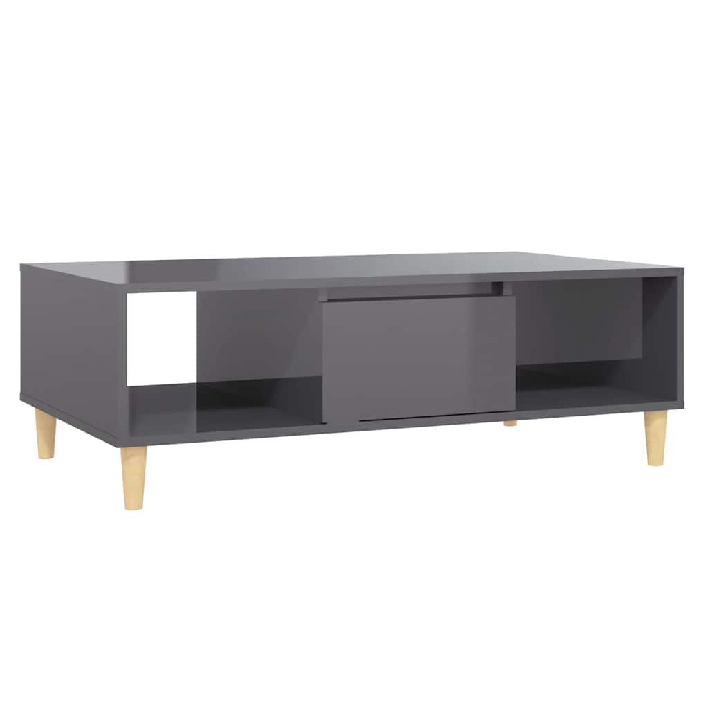806021 vidaXL Coffee Table High Gloss Grey 103,5x60x35 cm Engineered Wood