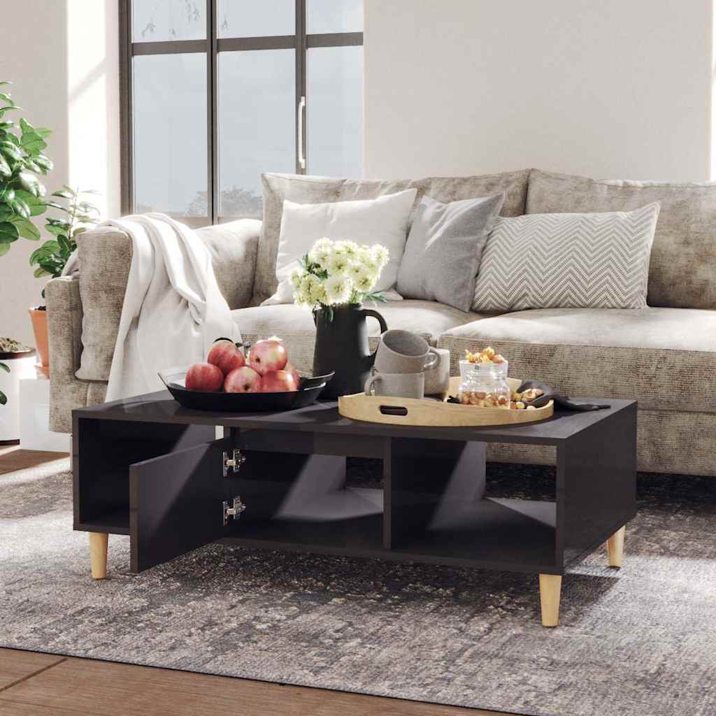806021 vidaXL Coffee Table High Gloss Grey 103,5x60x35 cm Engineered Wood