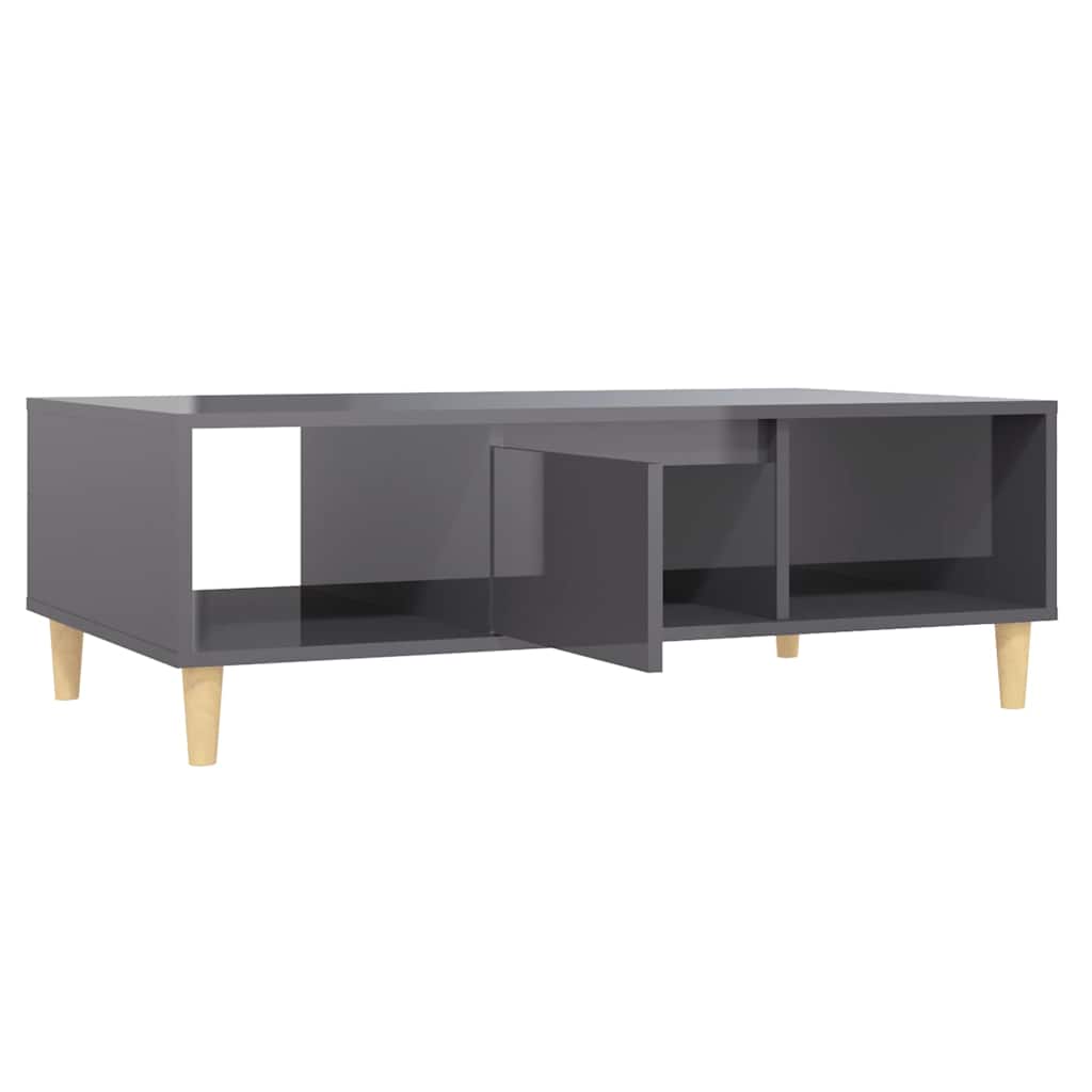 806021 vidaXL Coffee Table High Gloss Grey 103,5x60x35 cm Engineered Wood
