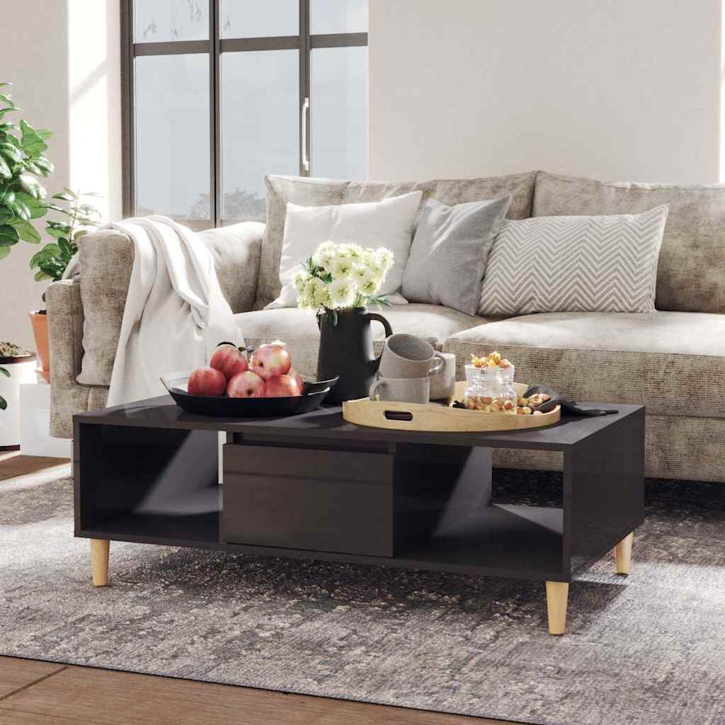 806021 vidaXL Coffee Table High Gloss Grey 103,5x60x35 cm Engineered Wood
