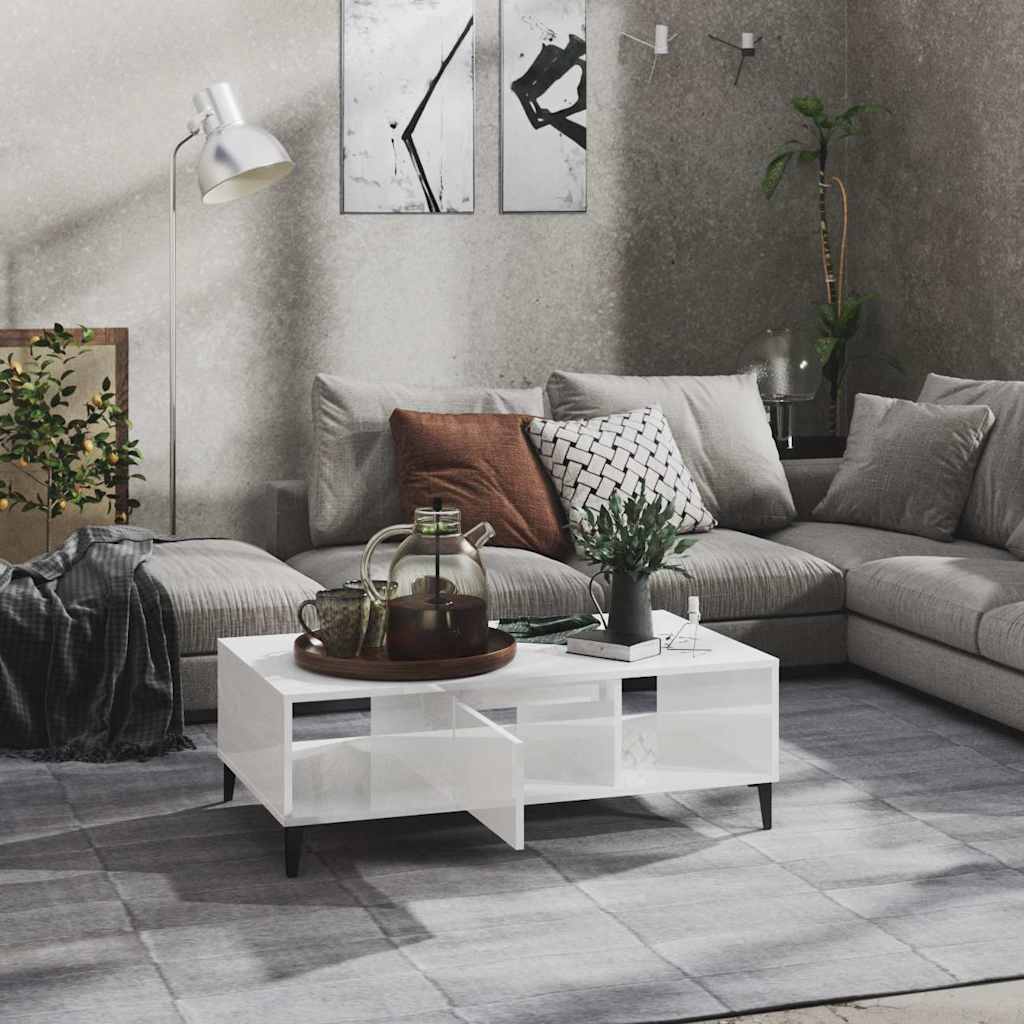 806028 vidaXL Coffee Table High Gloss White 103,5x60x35 cm Engineered Wood