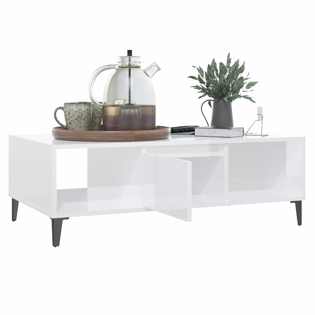 806028 vidaXL Coffee Table High Gloss White 103,5x60x35 cm Engineered Wood