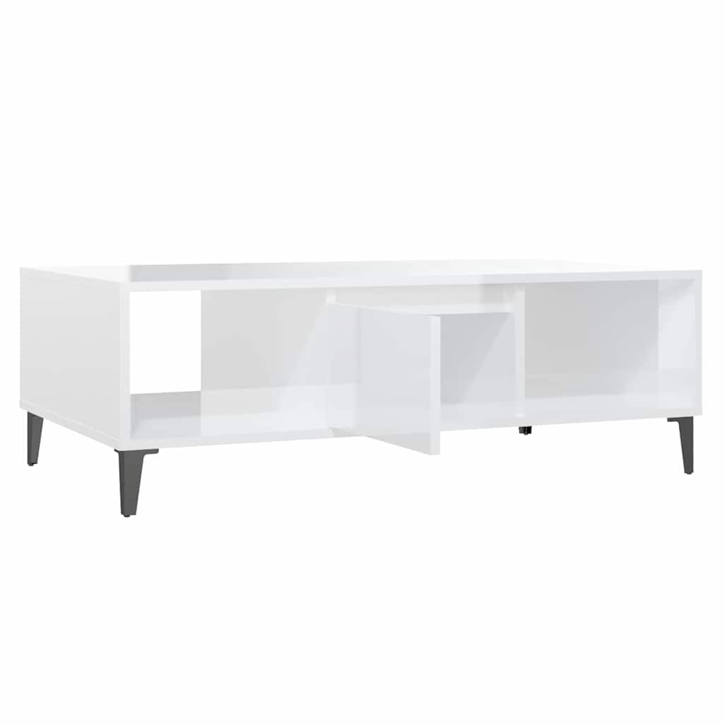 806028 vidaXL Coffee Table High Gloss White 103,5x60x35 cm Engineered Wood