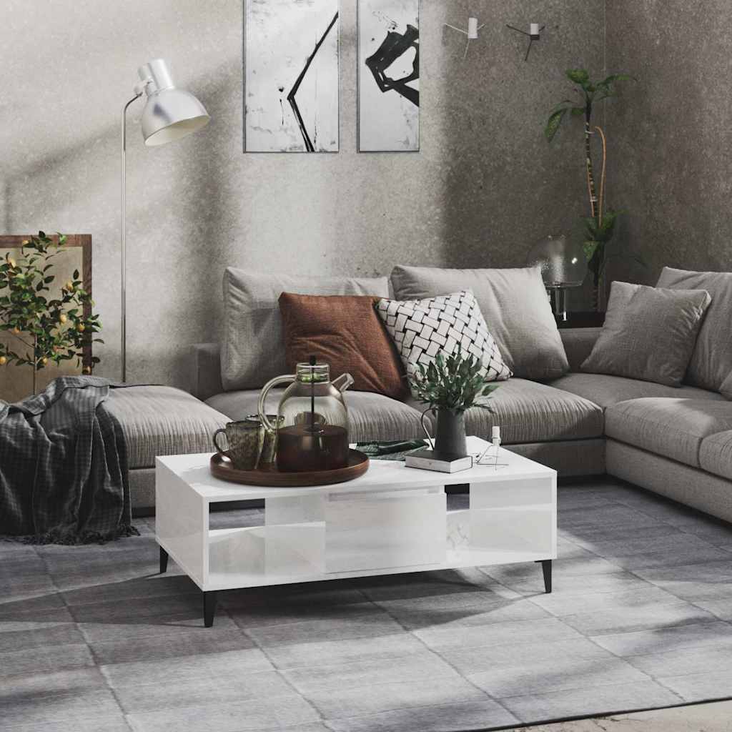 806028 vidaXL Coffee Table High Gloss White 103,5x60x35 cm Engineered Wood