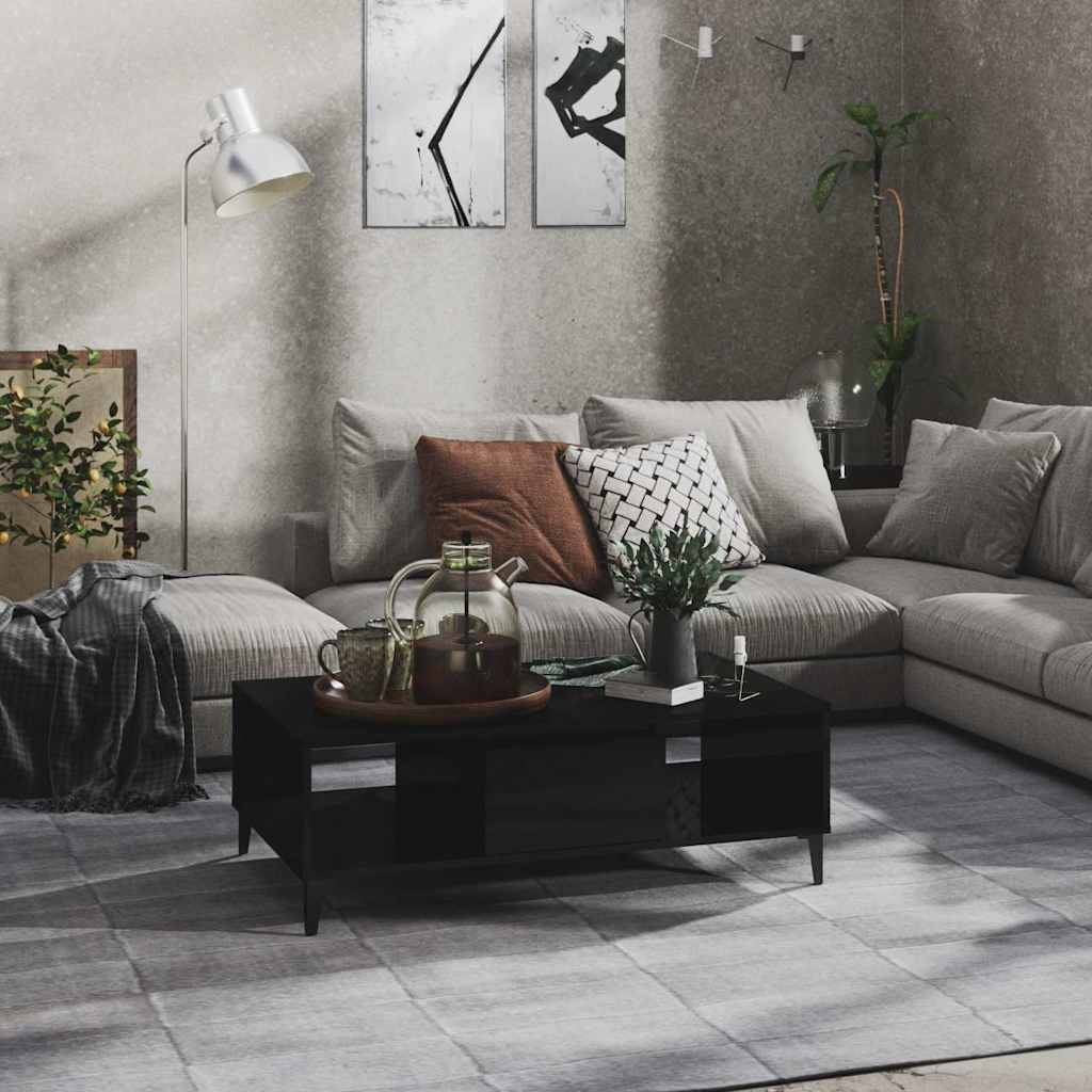 806029 vidaXL Coffee Table High Gloss Black 103,5x60x35 cm Engineered Wood