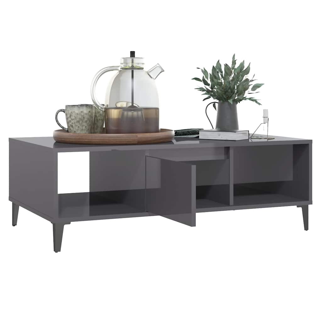 806030 vidaXL Coffee Table High Gloss Grey 103,5x60x35 cm Engineered Wood
