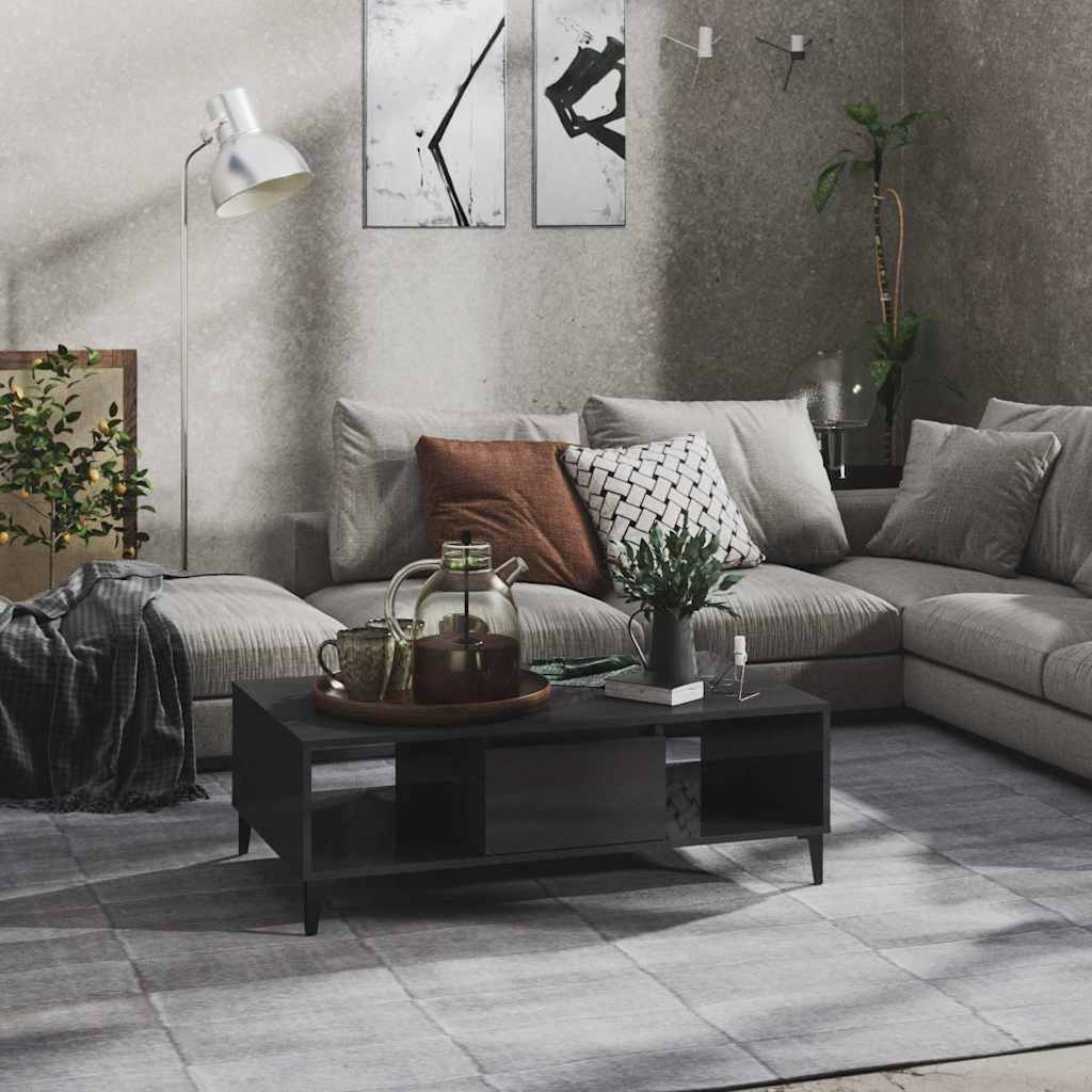 806030 vidaXL Coffee Table High Gloss Grey 103,5x60x35 cm Engineered Wood