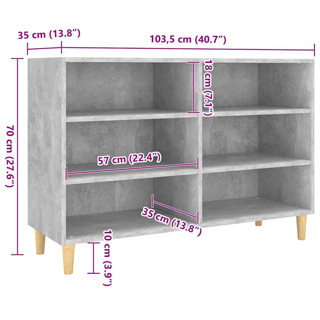 Sideboard Concrete Grey 103,5x35x70 cm Engineered Wood
