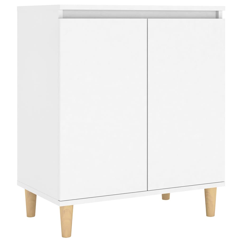 Sideboard with Solid Wood Legs White 60x35x70cm Engineered Wood