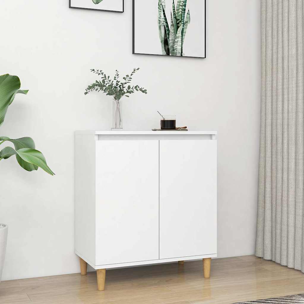 Sideboard with Solid Wood Legs White 60x35x70cm Engineered Wood