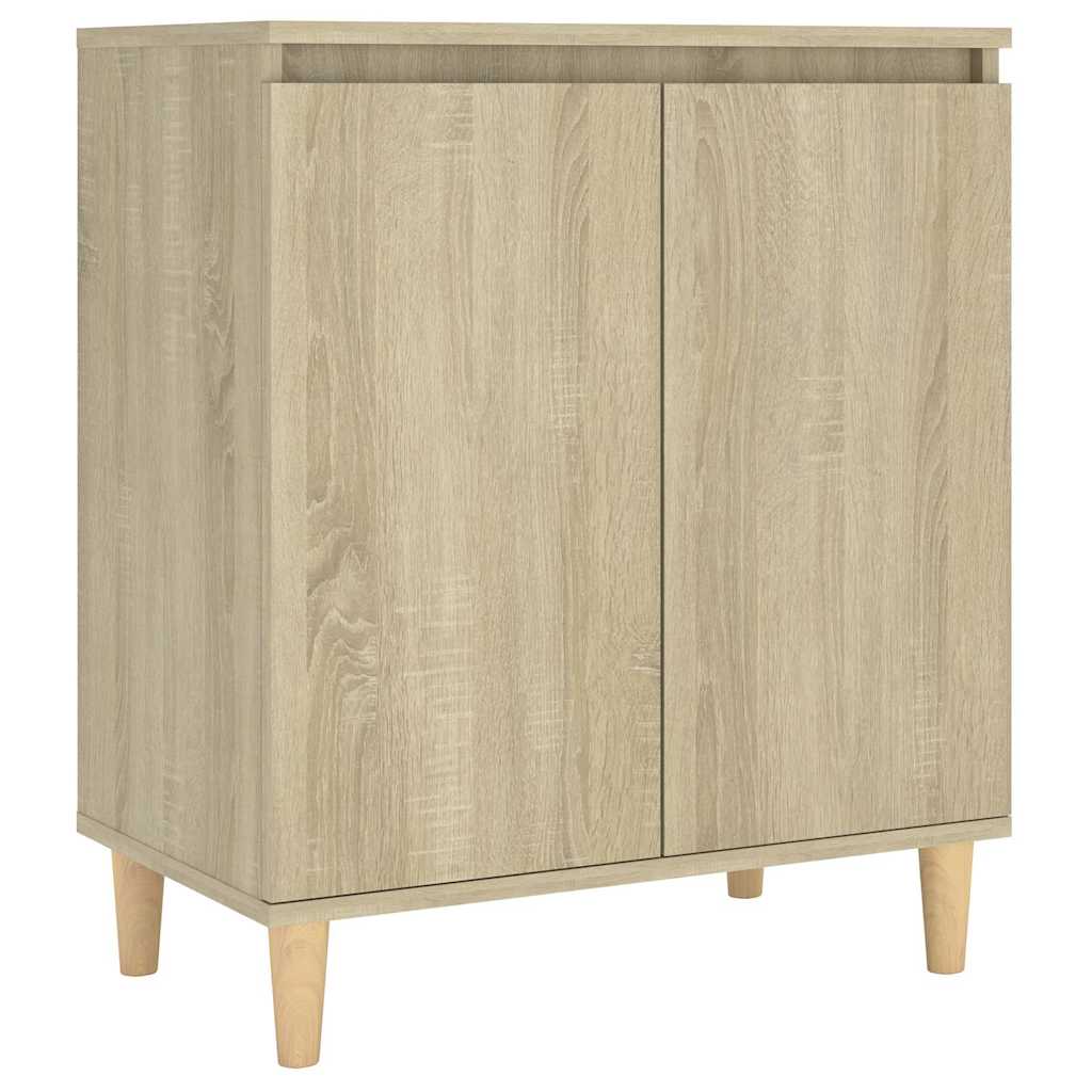 Sideboard with Solid Wood Legs Sonoma Oak 60x35x70 cm