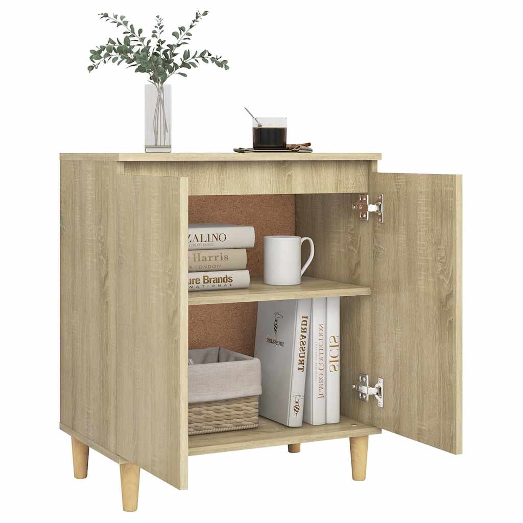 Sideboard with Solid Wood Legs Sonoma Oak 60x35x70 cm