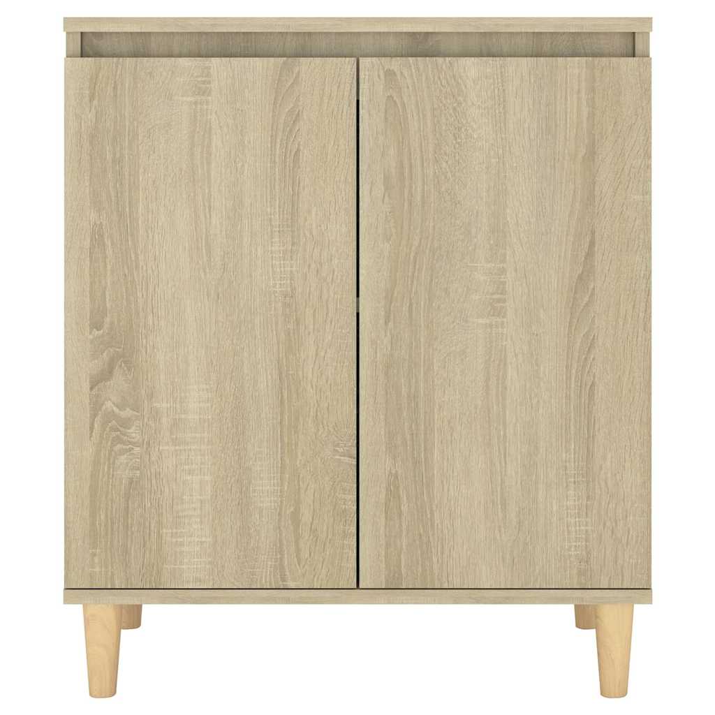 Sideboard with Solid Wood Legs Sonoma Oak 60x35x70 cm
