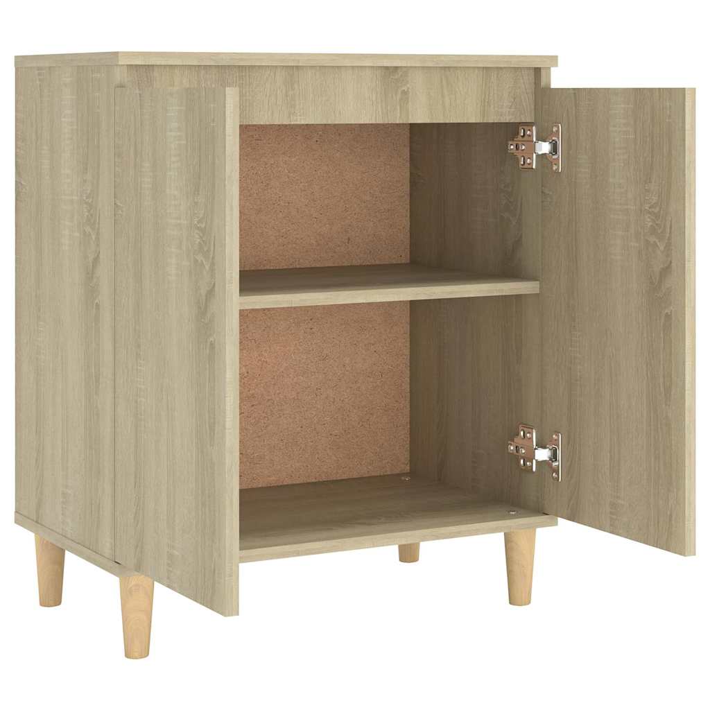 Sideboard with Solid Wood Legs Sonoma Oak 60x35x70 cm