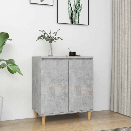 Sideboard&Solid Wood Legs Concrete Grey 60x35x70 cm