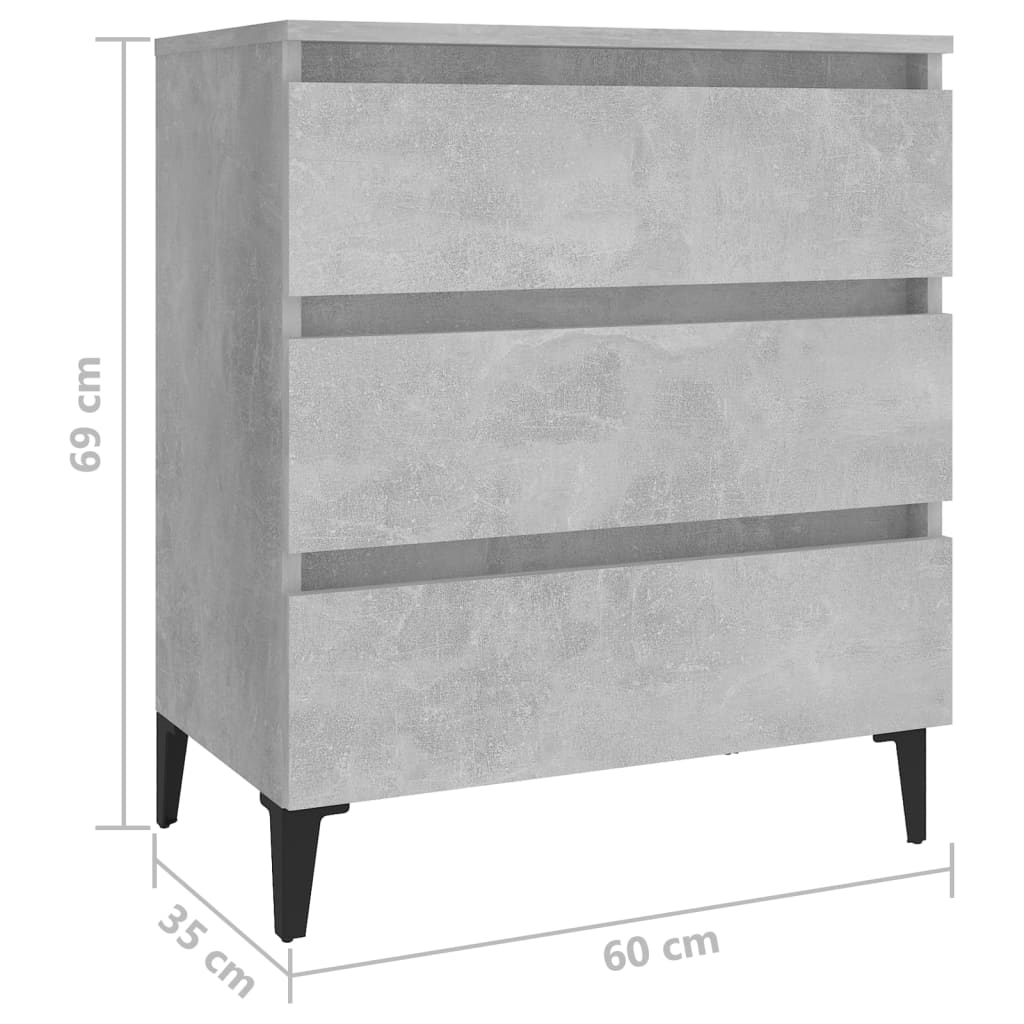 vidaXL Sideboard Concrete Grey 60x35x69 cm Engineered Wood