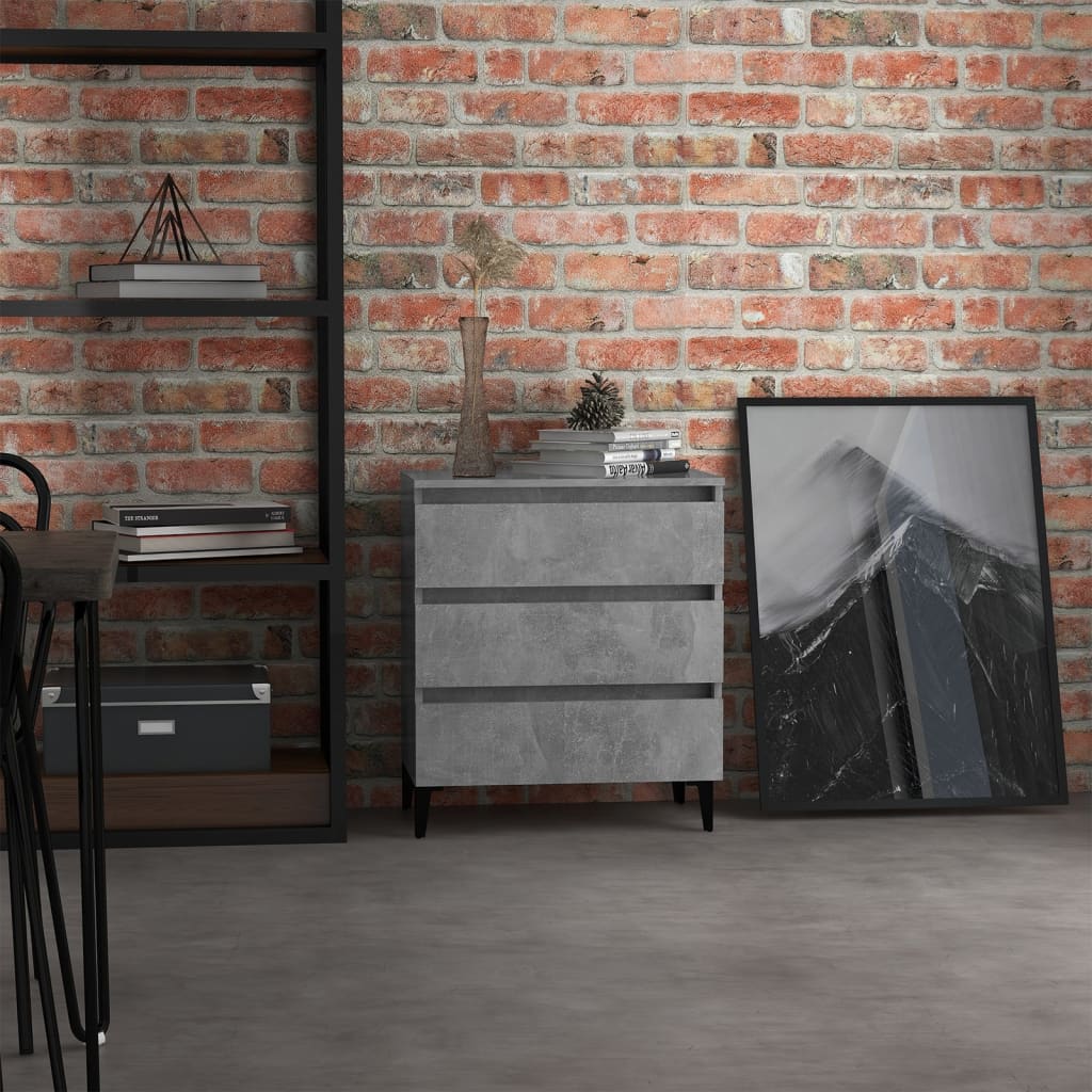 vidaXL Sideboard Concrete Grey 60x35x69 cm Engineered Wood